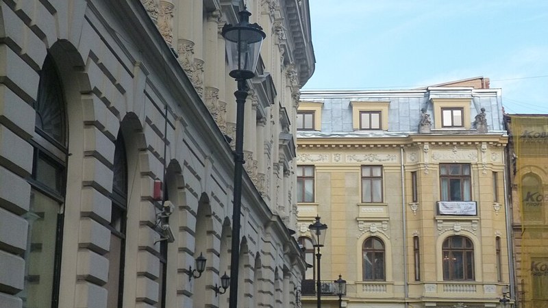 Historic architecture in Bucharest's Lipscani district, Romania.