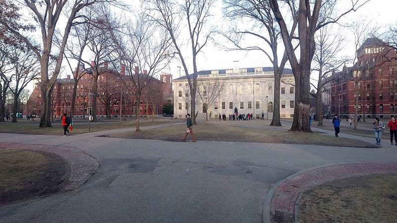 Harvard Yard and university buildings in Cambridge, Massachusetts.