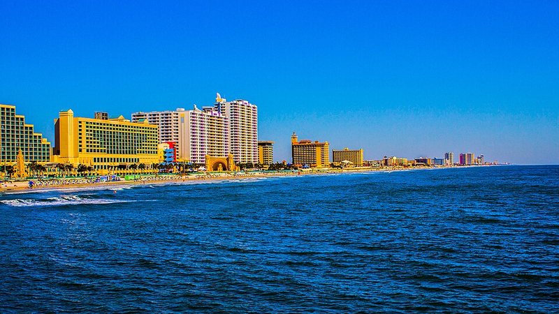 Oceanfront hotels along Daytona Beach, Florida.