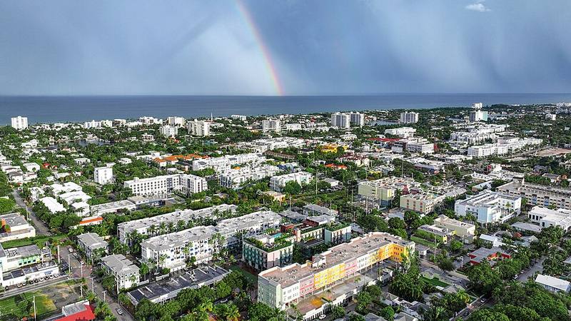 Aerial view of Delray Beach and its coastal neighborhoods, Florida.