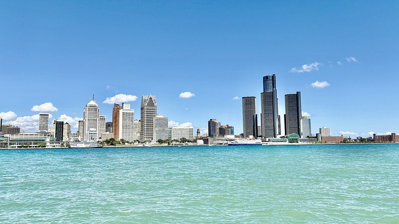 Detroit skyline across the river from Windsor.