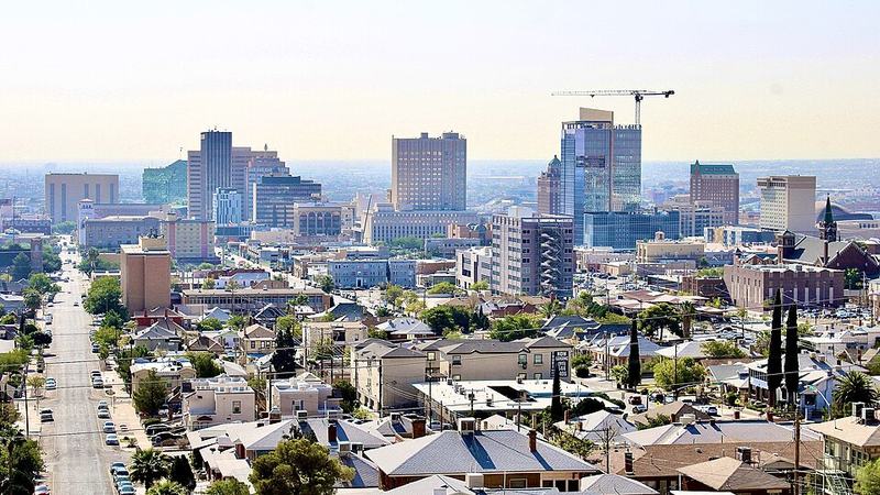 Elevated view across downtown El Paso, Texas.