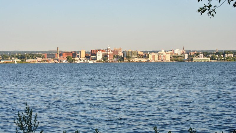 Erie, Pennsylvania, waterfront viewed across Presque Isle Bay.
