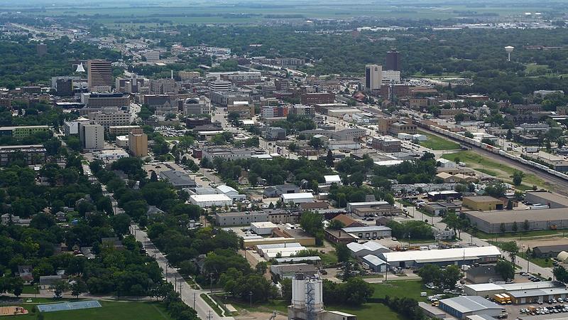 Aerial view of downtown Fargo, North Dakota.