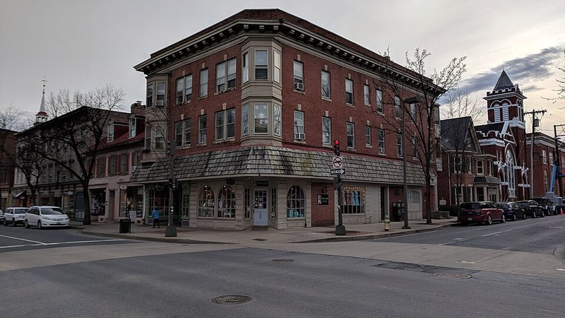 Historic brick buildings in downtown Frederick, Maryland.
