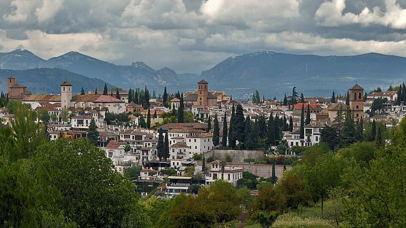 The Albaicín district viewed from the Alhambra in Granada, Spain.