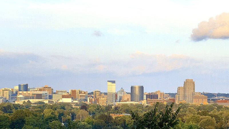 Grand Rapids skyline beside the Grand River
