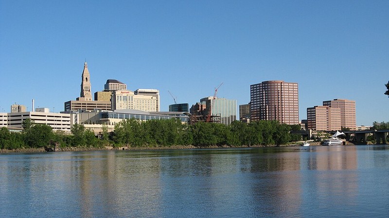 Hartford skyline across the Connecticut River.