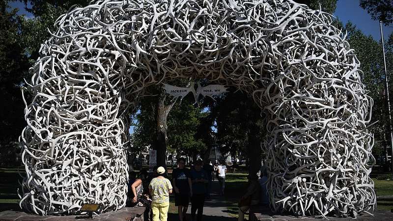 Elk antler arch at the town square in Jackson, Wyoming