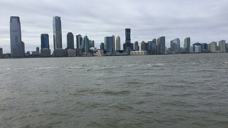 Jersey City skyline across the Hudson River, New Jersey.