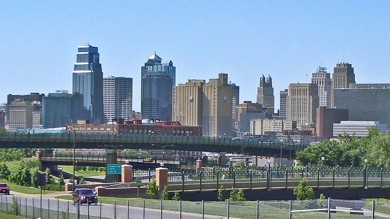 Kansas City Missouri skyline viewed from East 24th Street.
