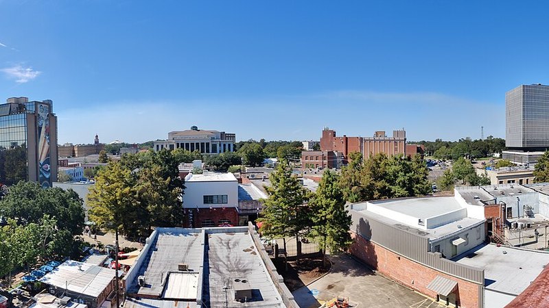Elevated view of downtown Lafayette, Louisiana.