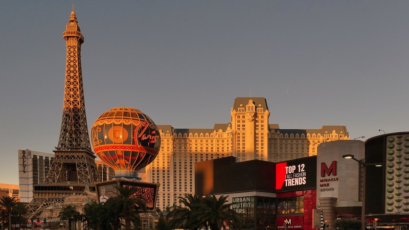 Las Vegas Strip skyline and Bellagio in daylight