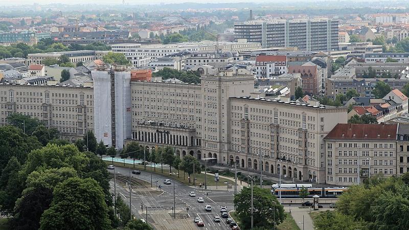 Central Leipzig viewed from the New Town Hall tower, Germany.