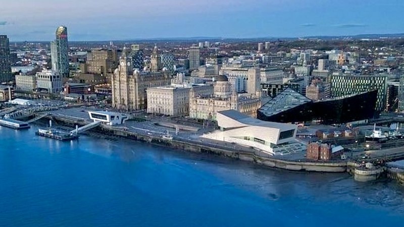 Liverpool waterfront and skyline beside the River Mersey