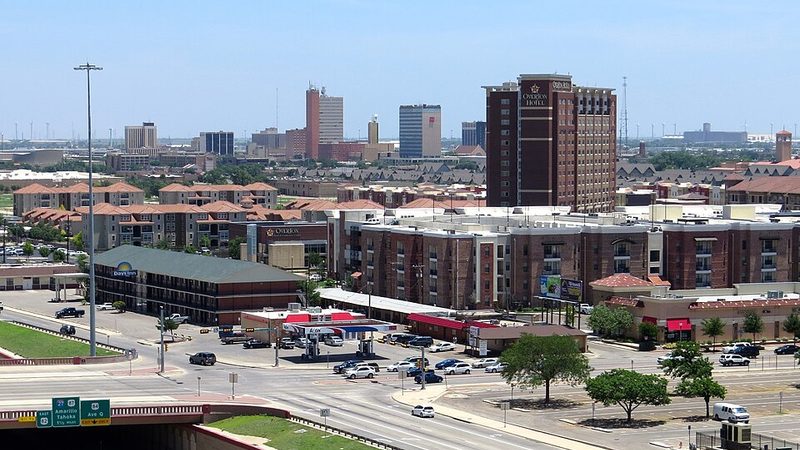 Lubbock, Texas, skyline and downtown buildings.