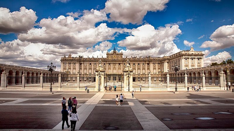 The Royal Palace of Madrid viewed from Plaza de la Armería.