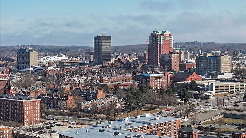Downtown Manchester skyline, New Hampshire.