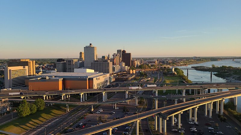 Memphis skyline seen from the Bass Pro Shop observation point
