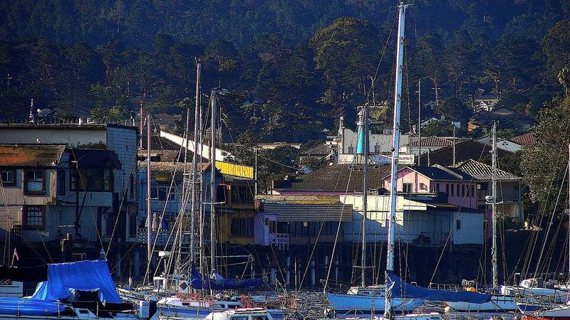 Boats in Monterey Harbor beside Fisherman's Wharf