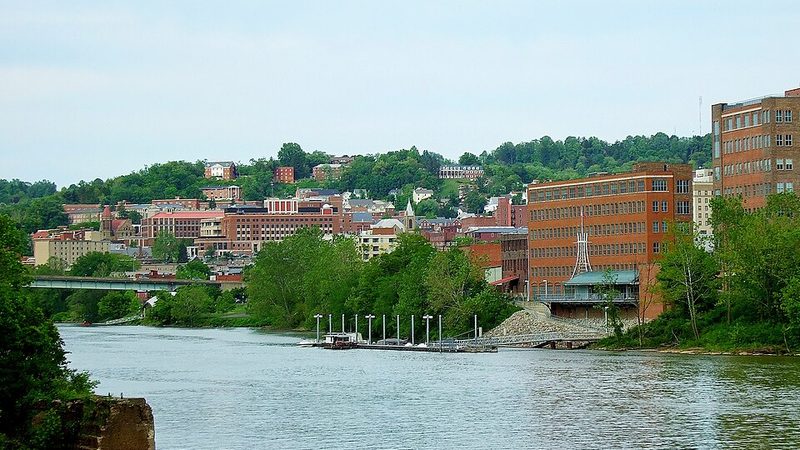 Downtown Morgantown along the Monongahela River in West Virginia
