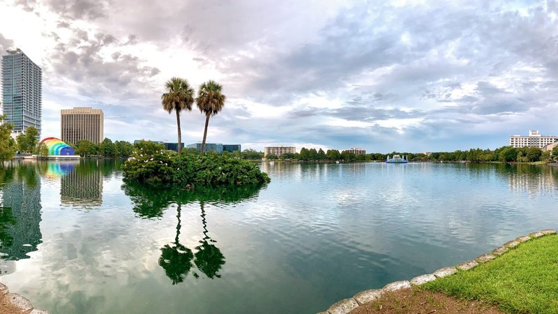 Panorama of Lake Eola in Orlando Florida