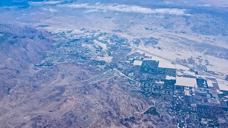 Aerial view of Palm Springs and the surrounding Coachella Valley
