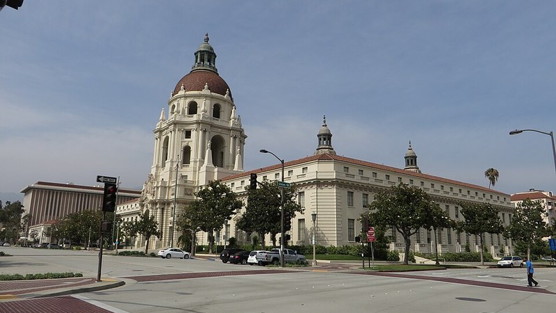 Pasadena City Hall and its domed tower, California.