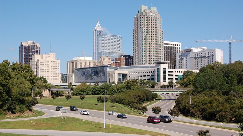 Downtown Raleigh skyline from the Western Boulevard overpass