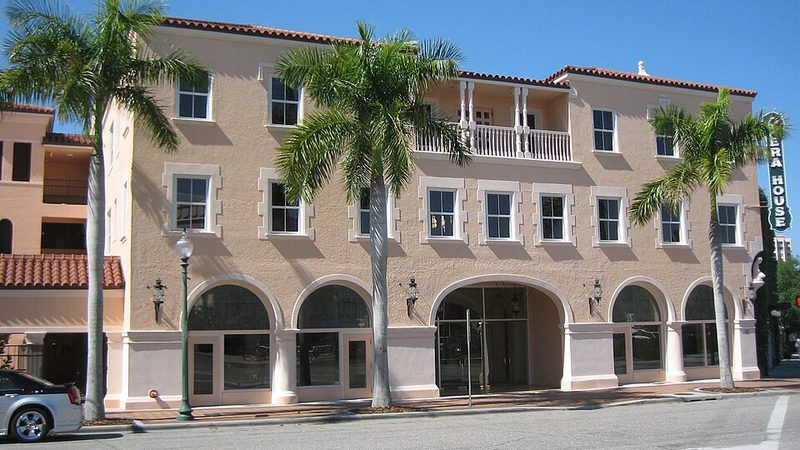 Sarasota Opera House exterior in downtown Sarasota, Florida