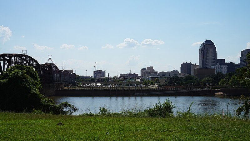 Shreveport, Louisiana, skyline seen across the river from Bossier City.