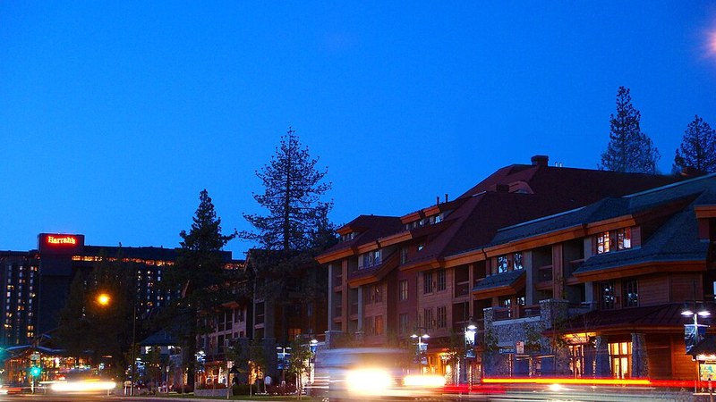 Evening lights near Heavenly Village in South Lake Tahoe, California.