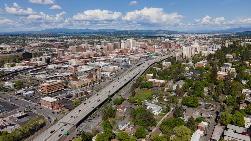 Aerial view of Spokane Washington