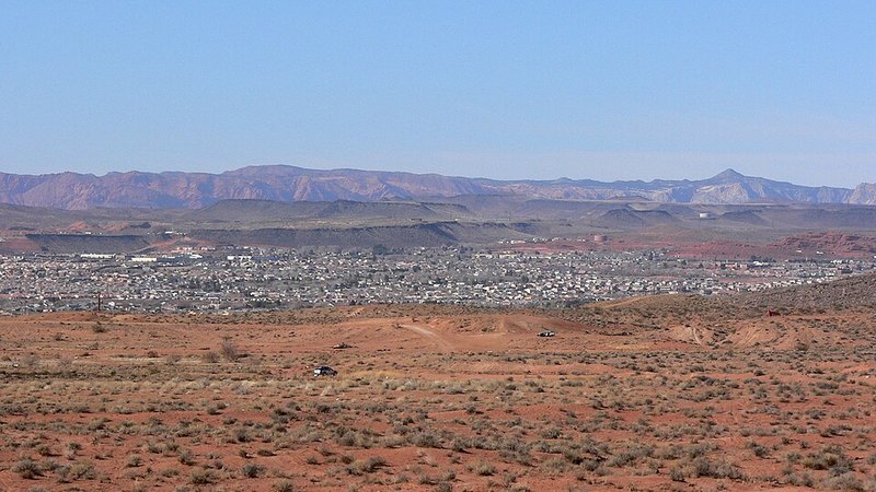St. George, Utah, surrounded by desert and red rock scenery.