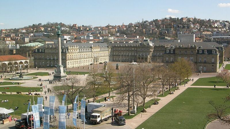 Schlossplatz and the New Palace in central Stuttgart.