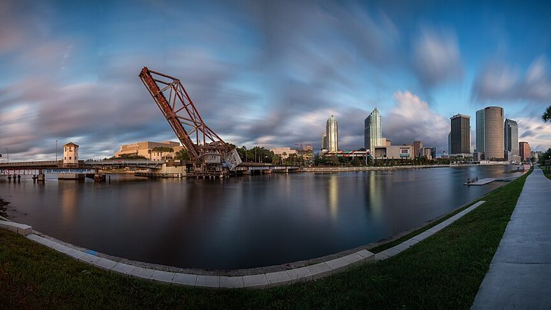 Downtown Tampa skyline seen across the Hillsborough River.