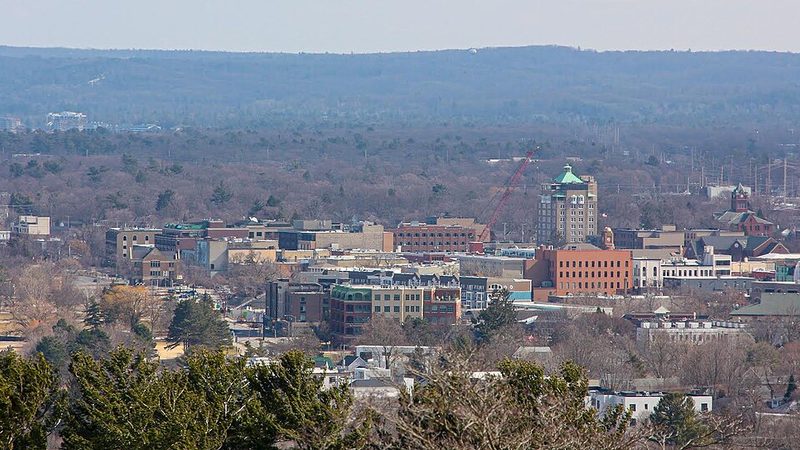 Downtown Traverse City, Michigan, viewed from Wayne Hill.