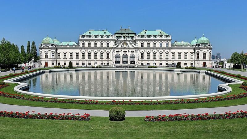 The full south facade of Upper Belvedere Palace in Vienna.