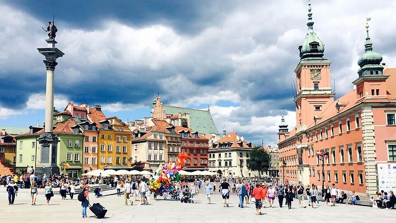 Castle Square in Warsaw's historic center.