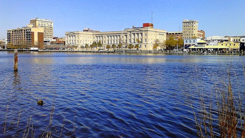 Riverfront buildings in Wilmington, North Carolina.